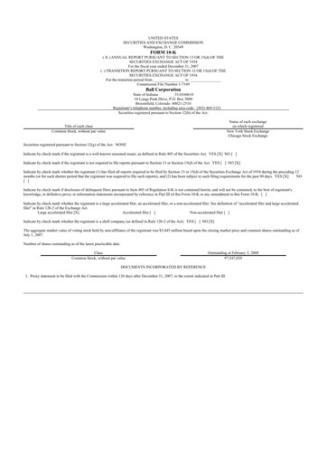 Thumbnail Ball Corporation
 10-K Annual Report 