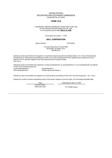 Thumbnail Ball Corporation
 10-Q Quarterly Report FY 