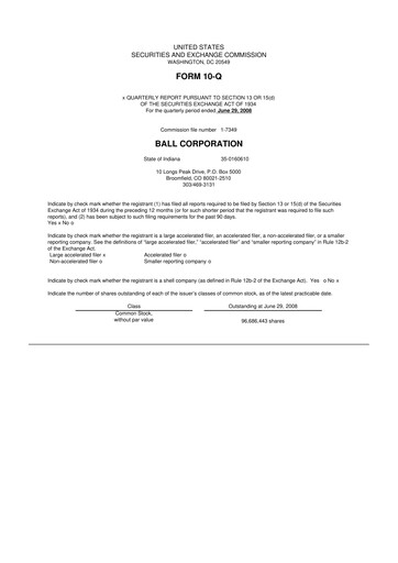 Thumbnail Ball Corporation
 10-Q Quarterly Report FY 