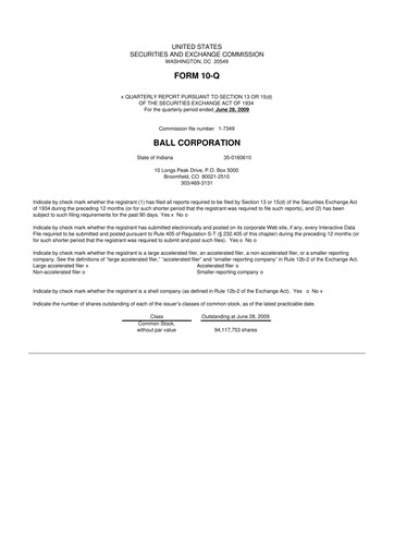 Thumbnail Ball Corporation
 10-Q Quarterly Report FY 