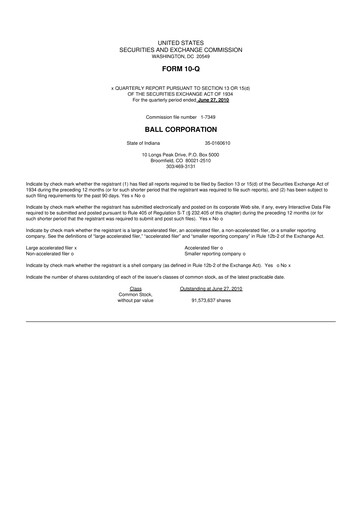 Thumbnail Ball Corporation
 10-Q Quarterly Report FY2010 