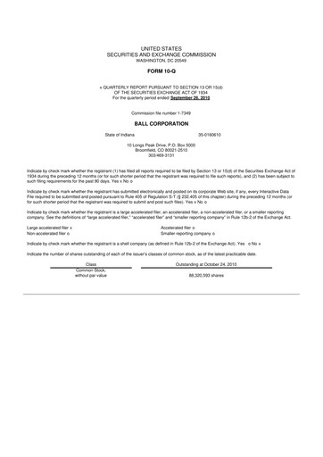 Thumbnail Ball Corporation
 10-Q Quarterly Report FY2010 