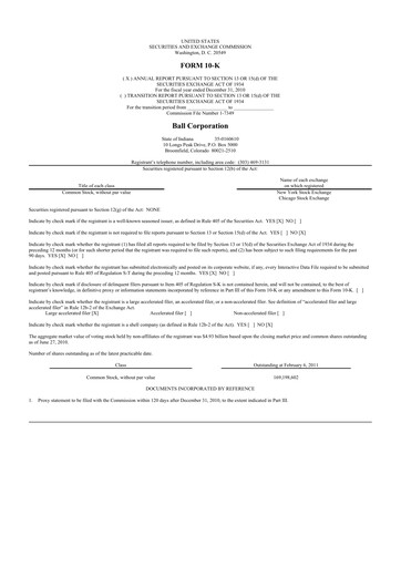 Thumbnail Ball Corporation
 10-K Annual Report 2010