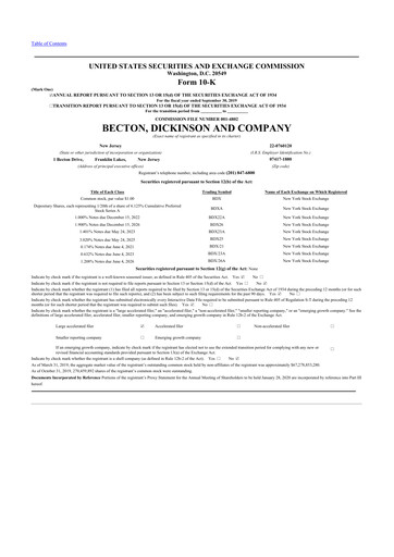 Thumbnail Becton Dickinson 10-K Annual Report 2019