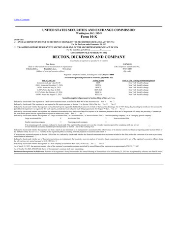 Thumbnail Becton Dickinson 10-K Annual Report 2023