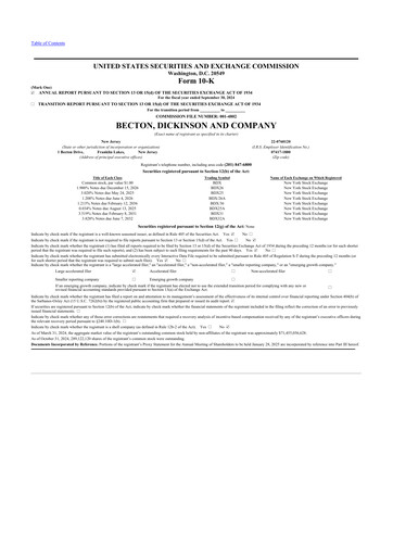 Thumbnail Becton Dickinson 10-K Annual Report 2024