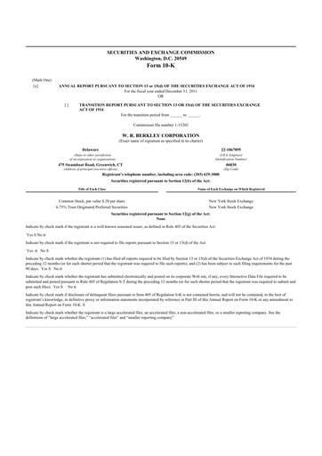 Thumbnail W. R. Berkley 10-K Annual Report 2011