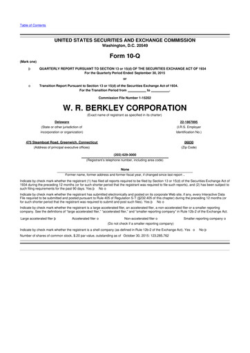 Thumbnail W. R. Berkley 10-Q Quarterly Report FY2015 