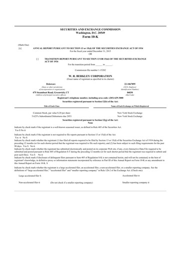 Thumbnail W. R. Berkley 10-K Annual Report 2015