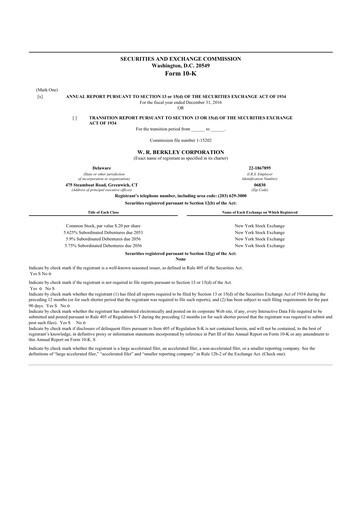 Thumbnail W. R. Berkley 10-K Annual Report 2015