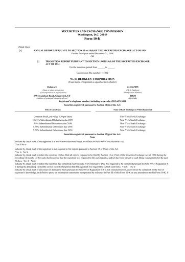 Thumbnail W. R. Berkley 10-K Annual Report 2018