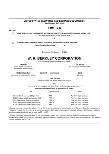 Thumbnail W. R. Berkley 10-Q Quarterly Report FY2019 