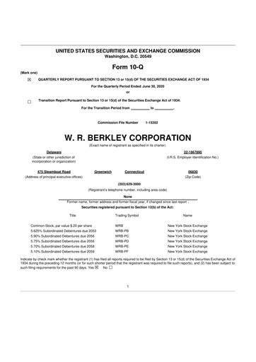 Thumbnail W. R. Berkley 10-Q Quarterly Report FY2020 