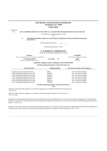 Thumbnail W. R. Berkley 10-K Annual Report 2020