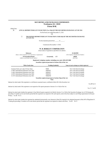 Thumbnail W. R. Berkley 10-K Annual Report 2020