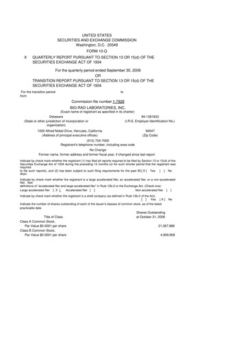 Thumbnail Bio-Rad Laboratories 10-Q Quarterly Report FY 