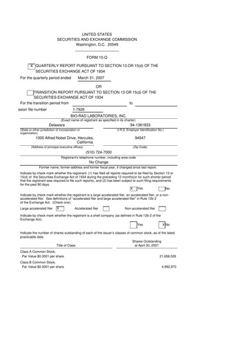 Thumbnail Bio-Rad Laboratories 10-Q Quarterly Report FY 