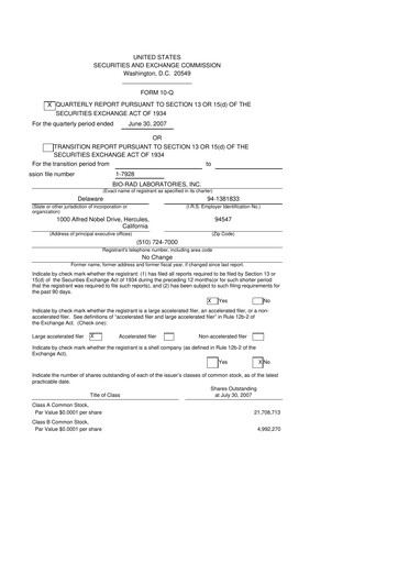 Thumbnail Bio-Rad Laboratories 10-Q Quarterly Report FY 