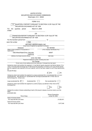 Thumbnail Bio-Rad Laboratories 10-Q Quarterly Report FY 