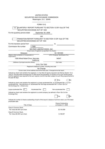 Thumbnail Bio-Rad Laboratories 10-Q Quarterly Report FY 