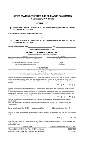 Thumbnail Bio-Rad Laboratories 10-Q Quarterly Report FY 