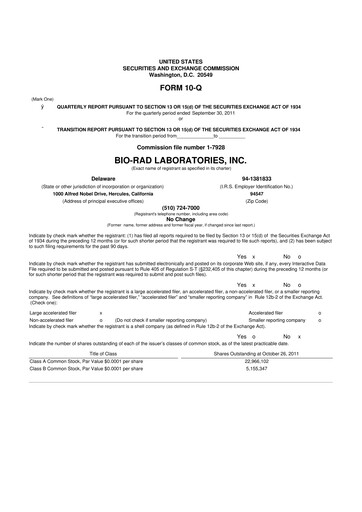 Thumbnail Bio-Rad Laboratories 10-Q Quarterly Report FY2011 