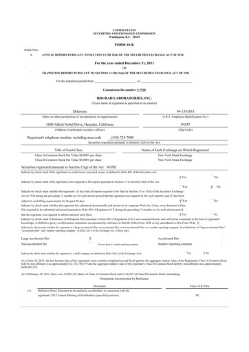 Thumbnail Bio-Rad Laboratories 10-K Annual Report 2011