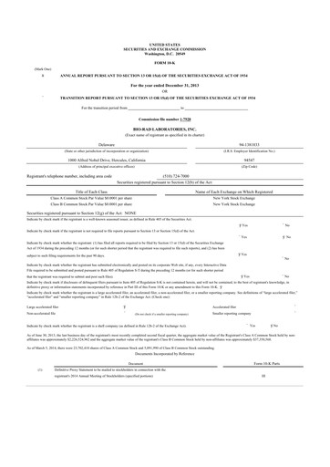 Thumbnail Bio-Rad Laboratories 10-K Annual Report 2013