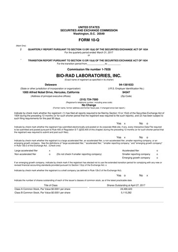 Thumbnail Bio-Rad Laboratories 10-Q Quarterly Report FY2017 