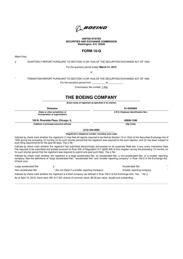 Thumbnail Boeing 10-Q Quarterly Report FY2015 