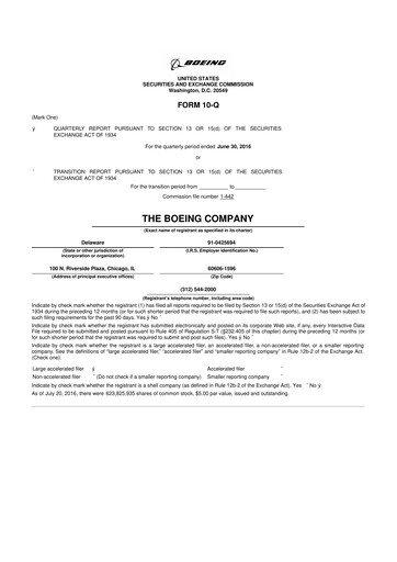 Thumbnail Boeing 10-Q Quarterly Report FY2016 