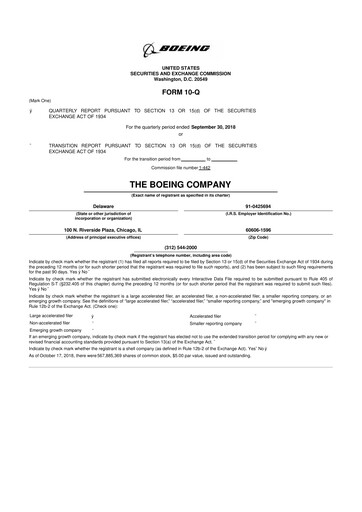 Thumbnail Boeing 10-Q Quarterly Report FY2018 
