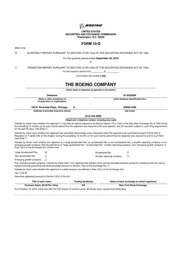 Thumbnail Boeing 10-Q Quarterly Report FY2019 