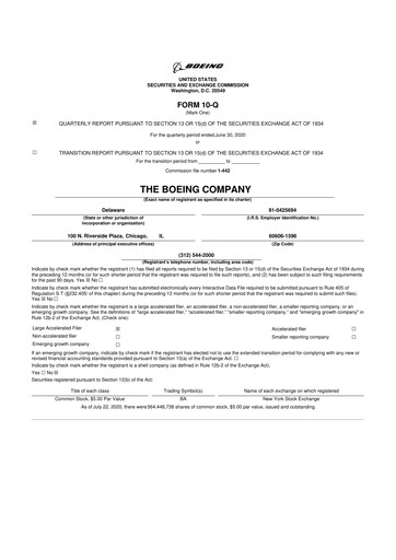 Thumbnail Boeing 10-Q Quarterly Report FY2020 
