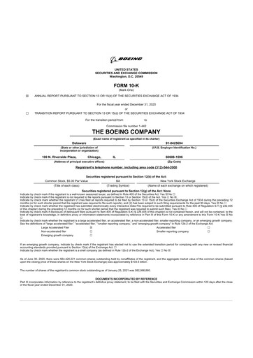 Thumbnail Boeing 10-K Annual Report 2020