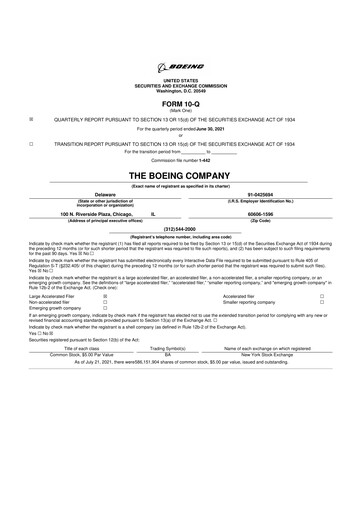 Thumbnail Boeing 10-Q Quarterly Report FY2021 