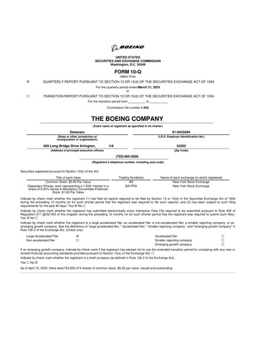 Thumbnail Boeing 10-Q Quarterly Report FY2025 