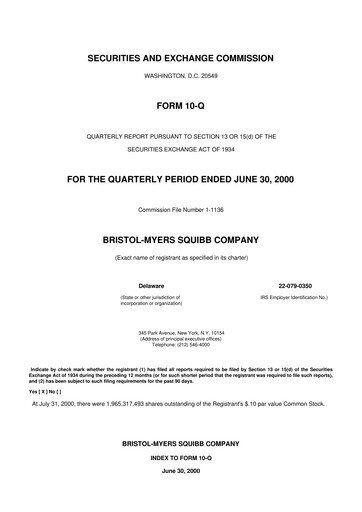 Thumbnail Bristol-Myers Squibb 10-Q Quarterly Report FY 
