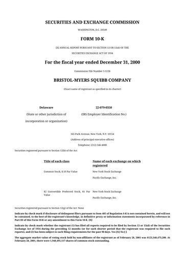 Thumbnail Bristol-Myers Squibb 10-K Annual Report 