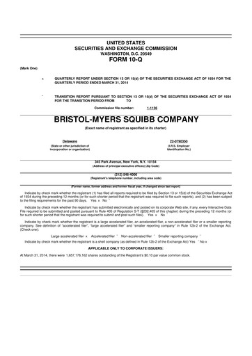 Thumbnail Bristol-Myers Squibb 10-Q Quarterly Report FY2014 