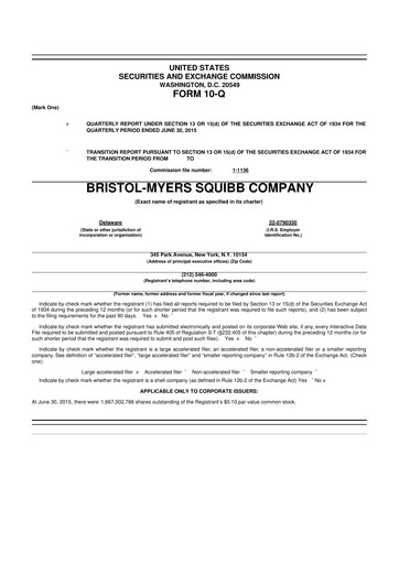 Thumbnail Bristol-Myers Squibb 10-Q Quarterly Report FY2015 