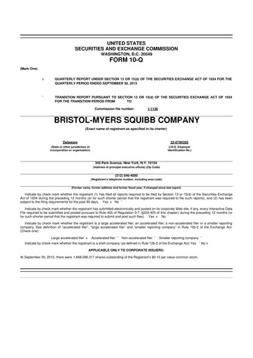 Thumbnail Bristol-Myers Squibb 10-Q Quarterly Report FY2015 