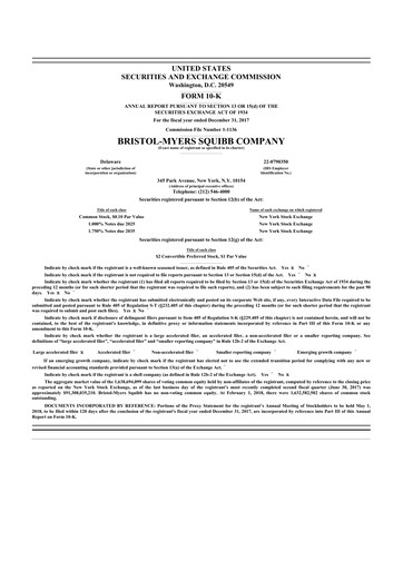 Thumbnail Bristol-Myers Squibb 10-K Annual Report 2017