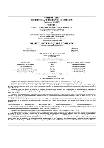 Thumbnail Bristol-Myers Squibb 10-K Annual Report 2019