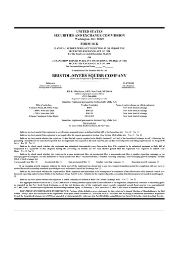 Thumbnail Bristol-Myers Squibb 10-K Annual Report 2020