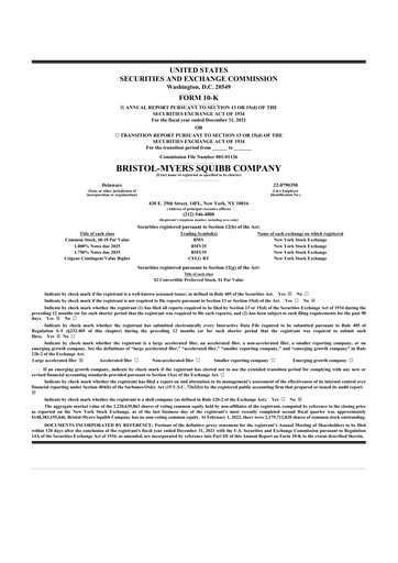 Thumbnail Bristol-Myers Squibb 10-K Annual Report 2021
