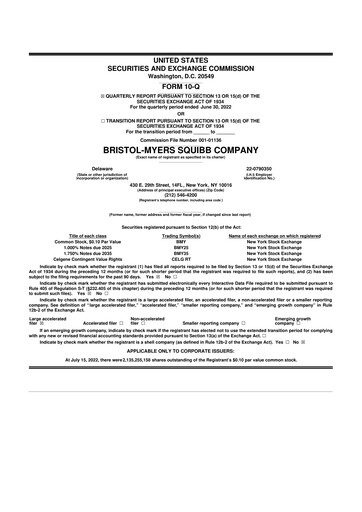Thumbnail Bristol-Myers Squibb 10-Q Quarterly Report FY2022 