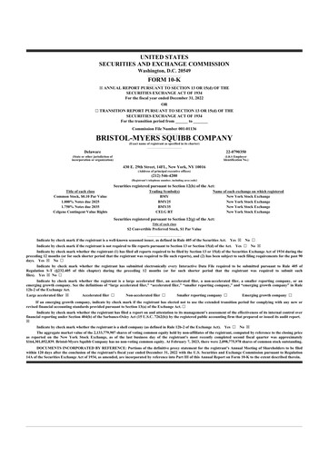 Thumbnail Bristol-Myers Squibb 10-K Annual Report 2022