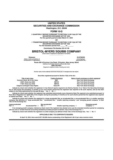 Thumbnail Bristol-Myers Squibb 10-Q Quarterly Report FY2024 