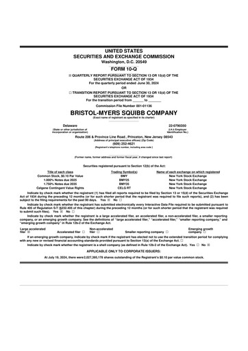 Thumbnail Bristol-Myers Squibb 10-Q Quarterly Report FY2024 